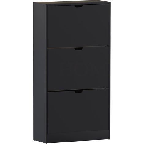 3 Schubladen Schuhschrank Flur Aufbewahrung Schrank Stehschrank, 100% FSC, Schwarz (1/5)