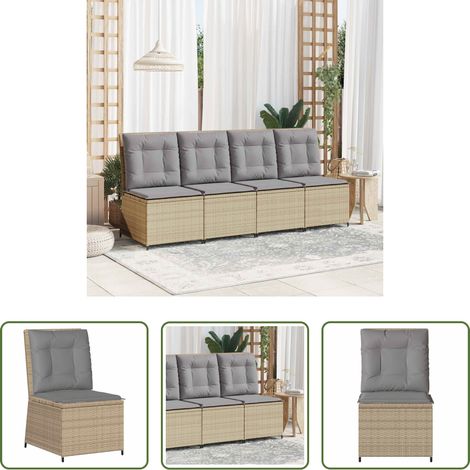 Canapé extérieur - Canapé de jardin avec coussin Beige et gris polyrotin (1/5)