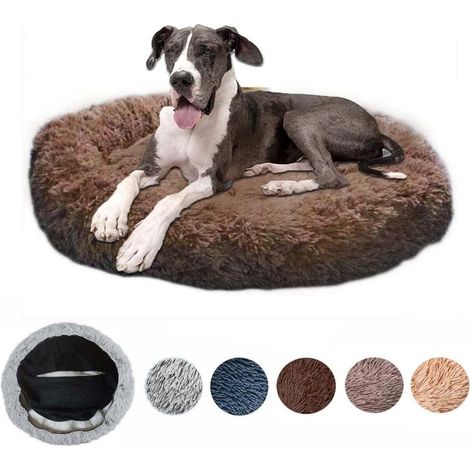 XXL Lit orthopédique pour chien Rond Marron foncé 120cm Mousse à mémoire de forme Lavable