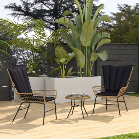 Ensemble de mobilier de balcon style bistro. Style bohème. Résistant aux intempéries. 76 x 66 x 96 cm. Noir. (1/5)