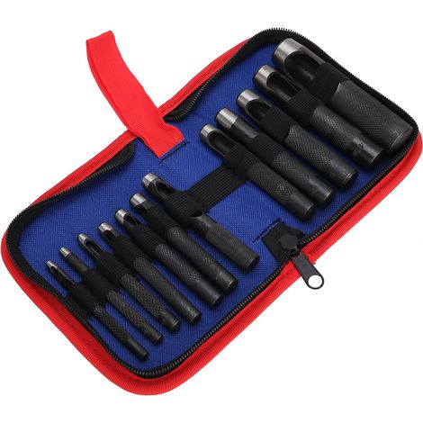 Ensemble de poinçons pour cuir, collection d'artisanat ergonomique, outils manuels en acier, 12 pièces (3-19 mm)