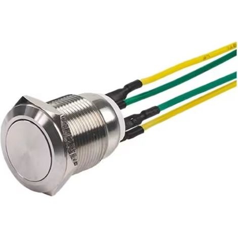 Bouton poussoir inox 4 fils soudés NO/NC + plaque inox - SEWOSY