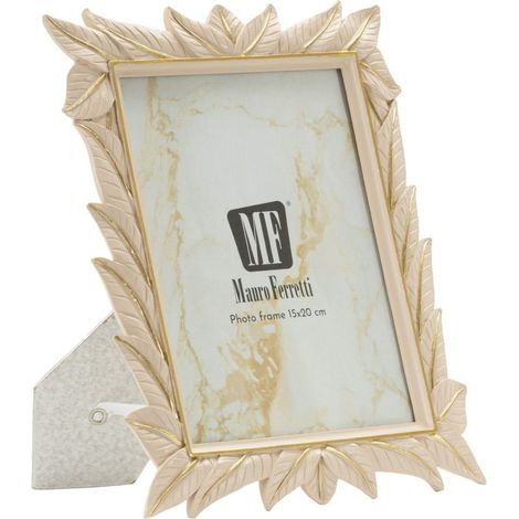 Cornice portafoto Leaffy in resina crema 15x20