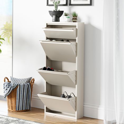 Schuhkipper Sokndal mit 4 Klappen Pfefferweiß [en.casa]