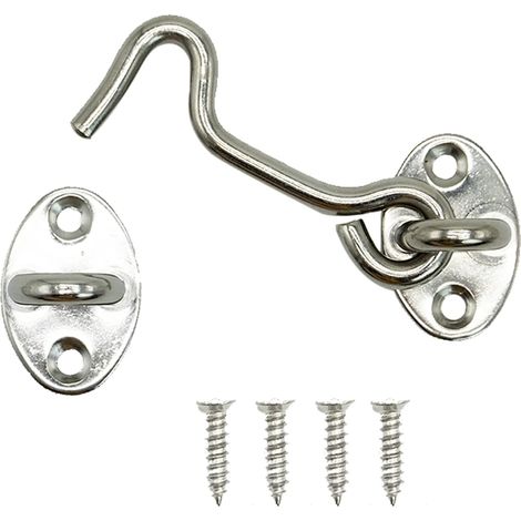 Stück Ösenhaken und -bolzen für Türschlösser – Geräuschlose Fensterhalterung – Edelstahl – 75 mm – Silber (4 Zoll) (1/5)