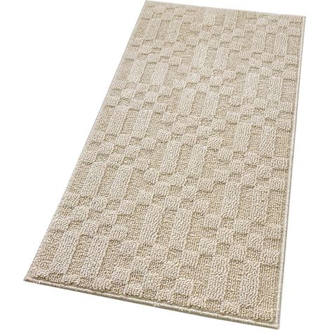 Tapis De Bain 3D Doux Absorbant Antidérapant Lavable Dessous De Lit Chambre 45x75 cm - Beige