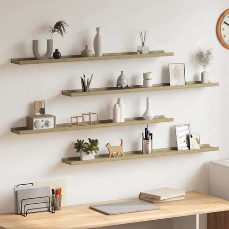 326687 Wall Shelves 4 pcs Sonoma Oak 100x9x3 cm vidaXL