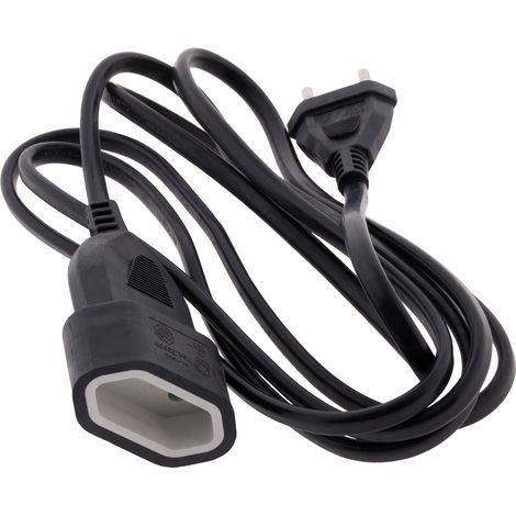 Zenitech – Rallonge de câble HO5VV-F 2x1mm² – Longueur 2m – Couleur noir – Pour usage domestique et professionnel – Alimentation fiable