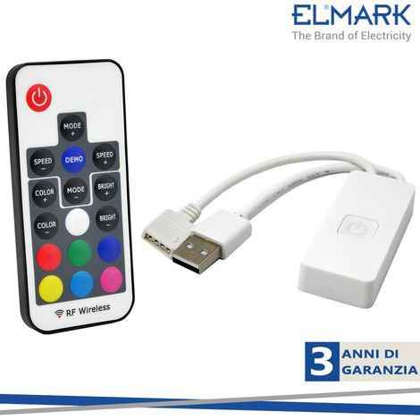 RF MINI RGB USB LED CONTROLLER CON TELECOMANDO PER STRISCIA LED 5V