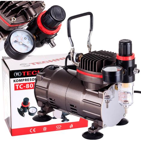 COMPRESSORE PER AEROPENNA DA MODELLAGGIO, SILENZIOSO, SENZA OLIO 1/8 (1/5)