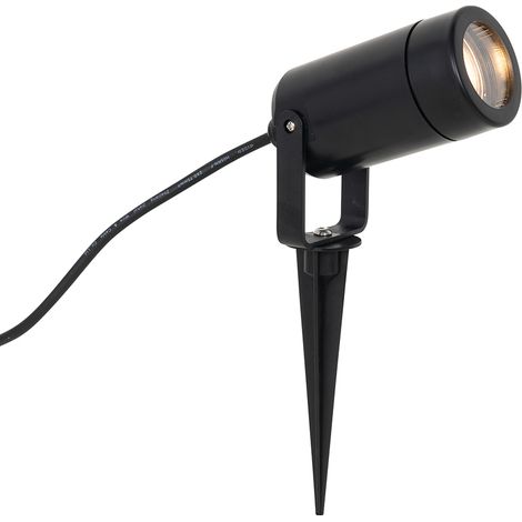 Qazqa – Spot sur piquet noir IP65 – 1 lumière orientable – L 11 cm – Éclairage extérieur – Compatible variateur d'intensité (1/4)