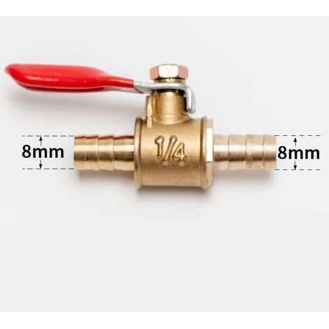 Raccord de tuyauterie à bille en laiton, embout cannelé (8 mm) 6 mm - 12 mm, pour conduites d'eau, d'huile, d'air, de gaz et de carburant. (1/5)