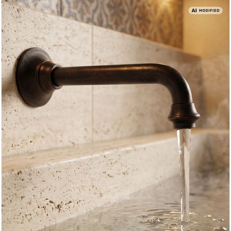 PaulGurkes Wasserauslauf 22cm Retro Schwarz Wanneneinlass Auslauf (1/5)