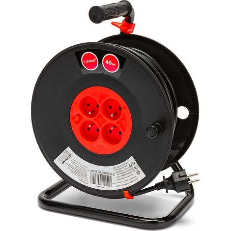 Enrouleur Rallonge Électrique 15M, Rallonge Prolongateur Multiprise avec 4 Prises IP44 (2P+T) + 1 Fiche FR 16A - Câble H05 VV-F 3G1,5 mm² - Bricolage, Chantier, Jardin (1/5)
