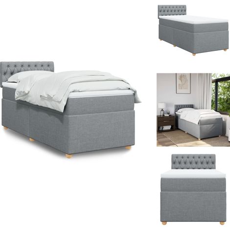 Sommier à lattes de lit avec matelas Gris clair 100x200cm Tissu - Sommier À Lattes De Lit - Sommiers À Lattes De Lit - Lit - Meuble De Chambre À Coucher (1/5)