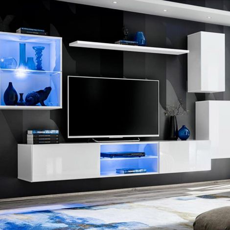 Ensemble Meuble TV Design "Switch XXIII" 250cm Blanc (1/4)