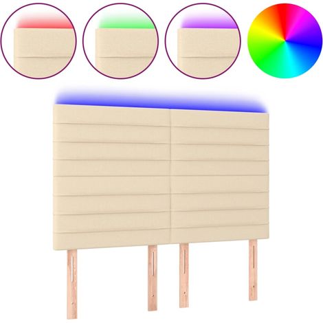 Maison Exclusive - Testiera a LED Crema 144x5x118/128 cm in Tessuto (1/5)