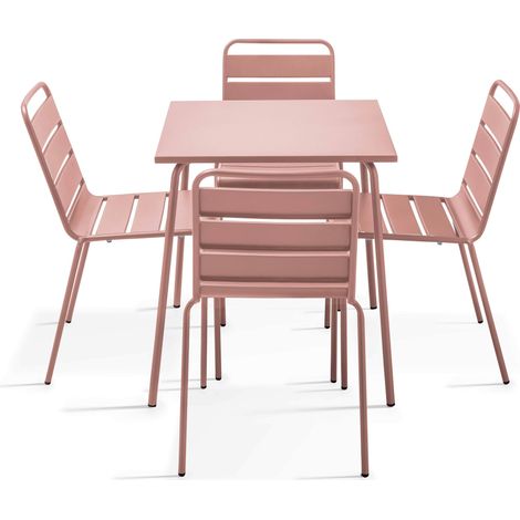 Ensemble table de jardin et 4 chaises en métal pose poudré - Palavas (1/5)