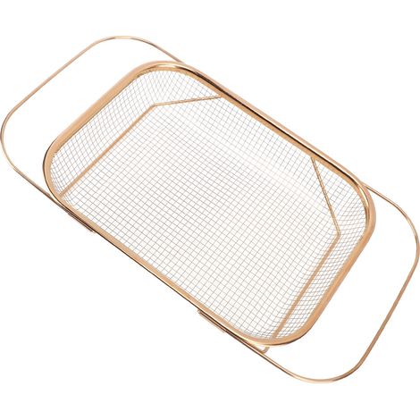 Passoire à égoutter sur évier en acier inoxydable or rose rectangulaire extensible maille fine avec poignées accessoire cuisine (1/5)