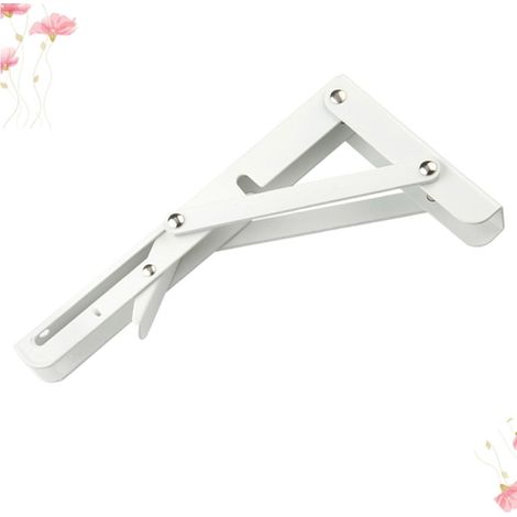 Support Triangulaire Pliable 16 Pouces Blanc en Acier Inoxydable Table Murale Pliante Robuste pour Étagère Murale Renforcé (1/5)