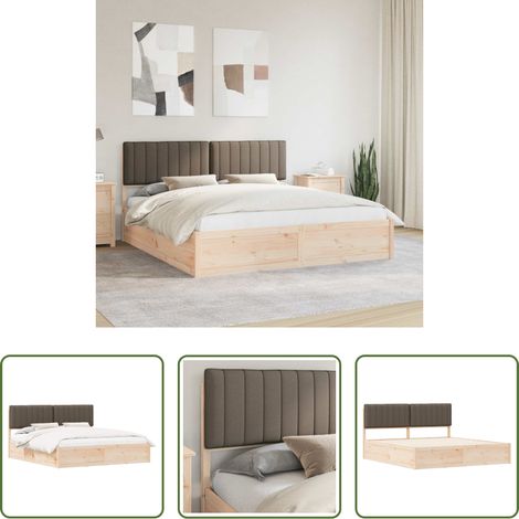 vidaXL Lit sans sommier -  Cadre de lit avec tête de lit rembourrée Taupe 180 x 200 cm (1/5)