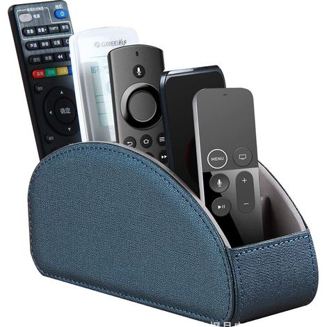 Fernbedienungs-Organizer mit 5 Fächern – für DVD, Blu-ray, Fernseher, Hi-Fi-Anlage, Roku oder Apple TV – Echtleder mit Wildlederfutter – Kompaktes Design für Wohn- oder Schlafzimmer – Blau