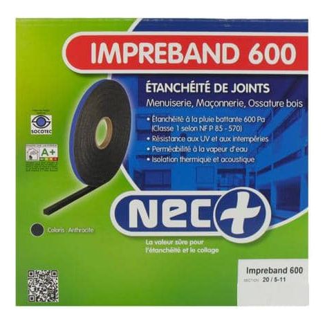 Rouleau d'étanchéité en mousse polyuréthane 5.6m – Résistance aux UV et intempéries – Isolation thermique et acoustique – Pour béton et bois – NEC (1/3)