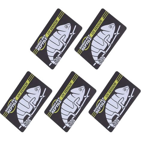 Kit de test UV pour reptiles 5 pièces, cartes de mesure UVA UVB, capteur de lumière fluorescente pour lampe de terrarium, indicateur de changement ampoule reptile, carte test UV
