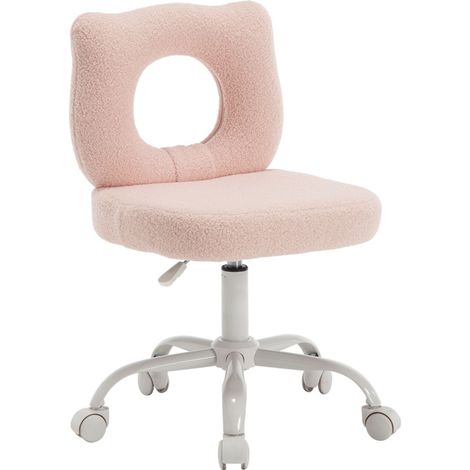 Wahson Sillas de oficina en Sherpa, Silla de Escritorio Infantil con Respaldo, Giratorio Silla de Trabajo con Altura Ajustable, Rosa (1/5)
