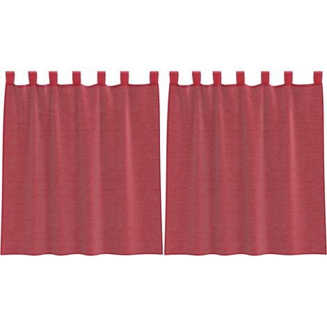 Maison Exclusive - Voile Vorhänge mit Schlaufen 2 Stk. Weinrot 14