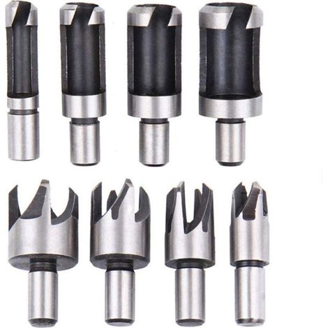 Juego de 8 brocas avellanadoras de acero al carbono con vástago redondo para madera y brocas avellanadoras para carpintería de 6 mm, 10 mm, 13 mm y 16 mm.