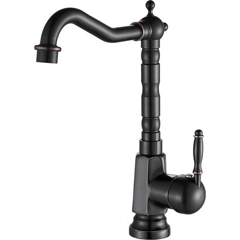 Mélangeur de cuisine traditionnel Bronze huilé, levier unique Bec pivotant Robinet pour lavabo de cuisine/salle de bain, BL9250B (1/5)