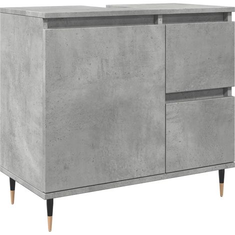 Mueble de baño industrial con almacenamiento funcional 65 x 33 x 60 cm madera de ingeniería gris hormigón 020051102 (1/5)