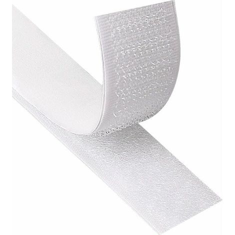 Ruban magic sticker Auto-Adhésif 8M Extra Fort, Adhésif Double Face avec magic sticker 20mm de Large Tampon Adhésif Auto-Adhésif avec Bande à Boucle et Bande à Crochet - Blanc (1/5)
