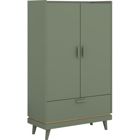 Estantería Fertalu 105, Verde + Roble, Cerrable, Con cajones, Con puertas, Aglomerado laminado, Número de puertas: 0, Número de cajones: 0, 150x90x40cm