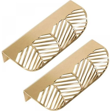 Poignées armoire dorées forme feuille pour cuisine et meubles lot de 2 (1/5)