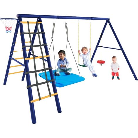 Zona de juegos al aire libre, acero de alta resistencia, 3,2 m x 1,8 m x 2,1 m, soporta 181 kg, múltiples opciones de juego, cumple con las normas de seguridad. (1/5)