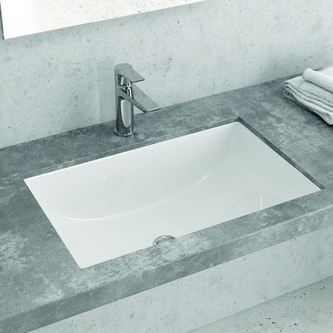 Lavabo da incasso sottopiano rettangolare ceramica bianca  Litos-652 kamalu