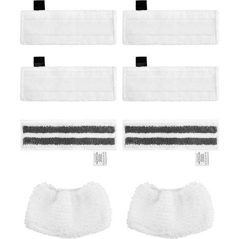 Kit 8 Accessoire pour Kärcher SC2 SC3 SC4 SC5 Lavettes pour Karcher Nettoyeur Vapeur Comprend 6 Bonnettes Microfibre et 2 Serpilleres Chiffons-DOU