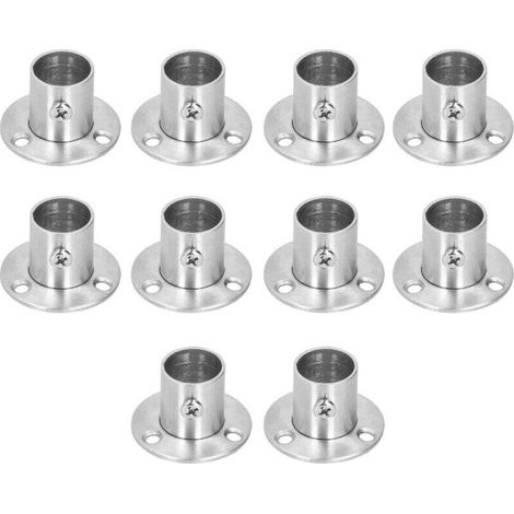 Lot de 10 supports à bride en acier inoxydable épais pour tringle de placard Φ19