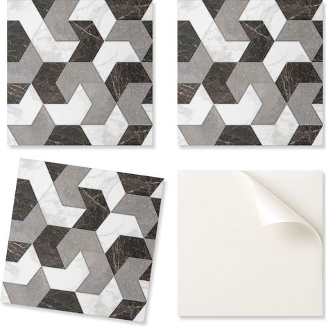 Decoraci贸n autoadhesiva con gr谩ficos para la oficina o el estudio. Azulejos con estampado geom茅trico de 20x20x20 cm.