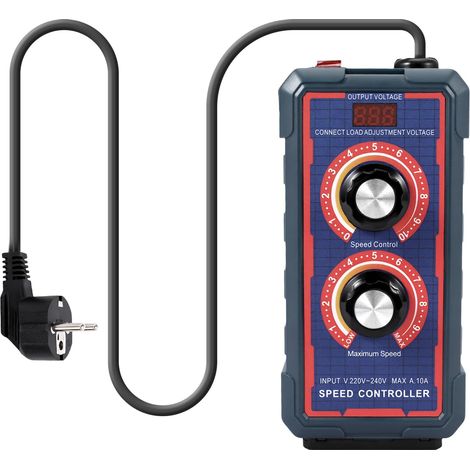 Variateur de Vitesse pour Moteur 220V, Régulateur de Tension 10A 2000W SCR en Continu avec Affichage et Protection Surcharges, pour Meuleuse d’Angle, Souffleur, Ventilateur (1/5)