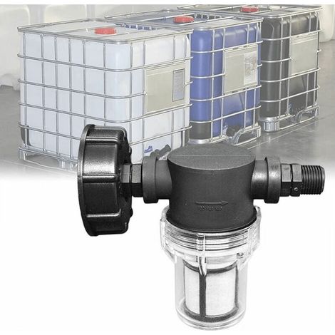Robinet pour réservoir de 1000 litres, raccord en U pour récupérateur d'eau de pluie filtré et adaptateur pour réservoir IBC S60x6 (filetage mâle 1/2"). (1/5)