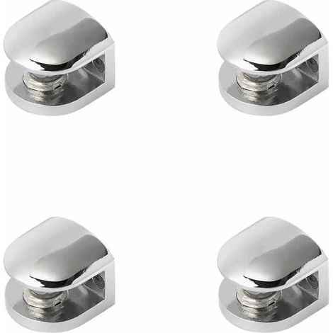 Ensemble de 4 supports pour étagères en verre, clips en verre réglables, crochets muraux pour miroirs, convient aux étagères en verre de 8 à 10 mm, aux miroirs et aux étagères en bois. (1/5)