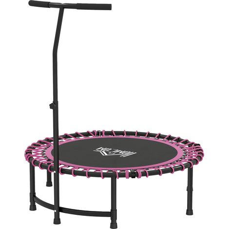 Mini Round Steel Frame Trampoline w/ Adjustable Handle- Pink (1/5)