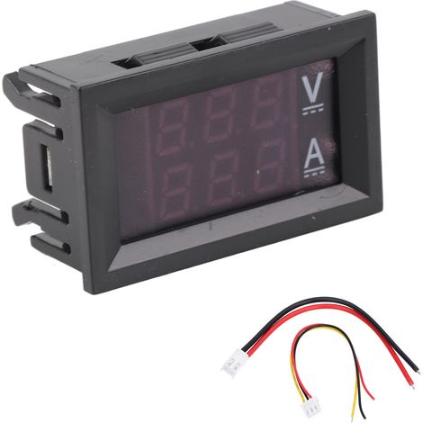 Voltímetro-amperímetro digital con doble pantalla LED, mide voltaje y corriente CC de 0 V a 100 V, 10 A (1/5)