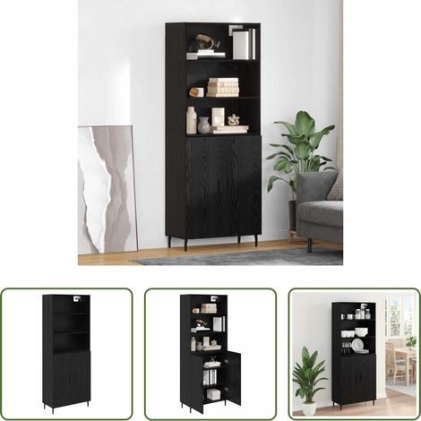 vidaXL Buffet salle à manger - Haut Armoire Chêne noir 69,5 x 34 x 180 cm (1/5)