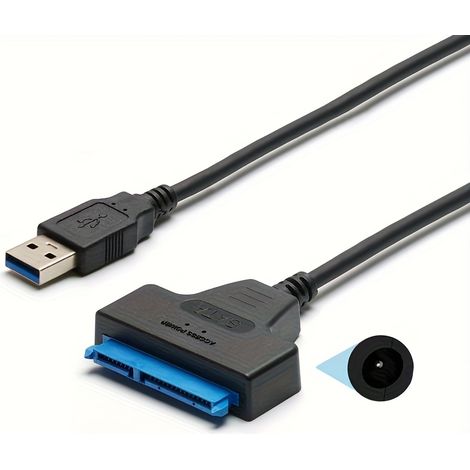 Câble USB 3.0 vers SATA – pour disque dur externe SSD/HDD de 2,5 pouces, adaptateur SATA III, jusqu'à 6 Gbps, noir (1/4)
