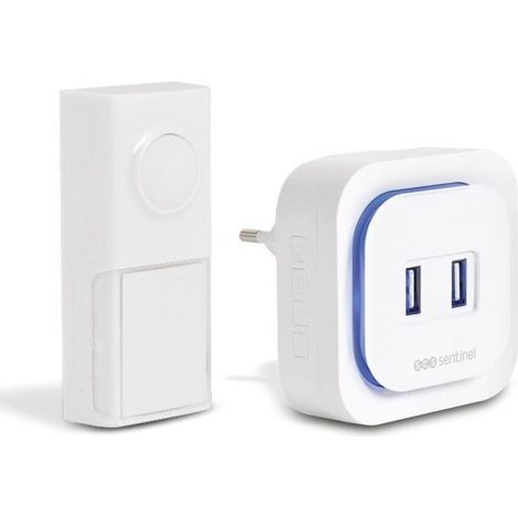 SCS Sentinel - Carillon sans fil sans pile enfichable avec 2 ports USB ECOBELL 100 USB (1/5)