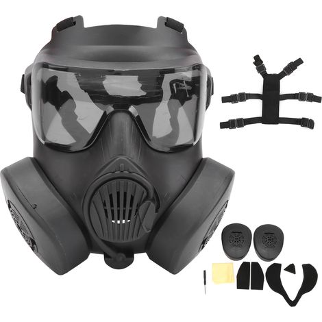 Écran facial complet double ventilateur réglable pour cosplay jeu en plein air équipement de protection respirant (1/5)